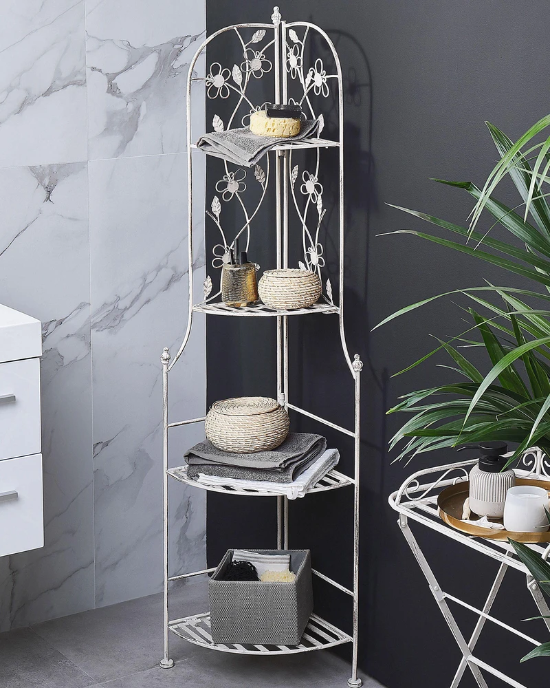 Beliani Kampinė lentyna BIELLA metalinė 158 cm 35 cm balta