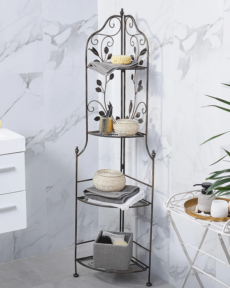 Beliani Kampinė lentyna SIDERNO Metal 158 cm 35 cm Juoda