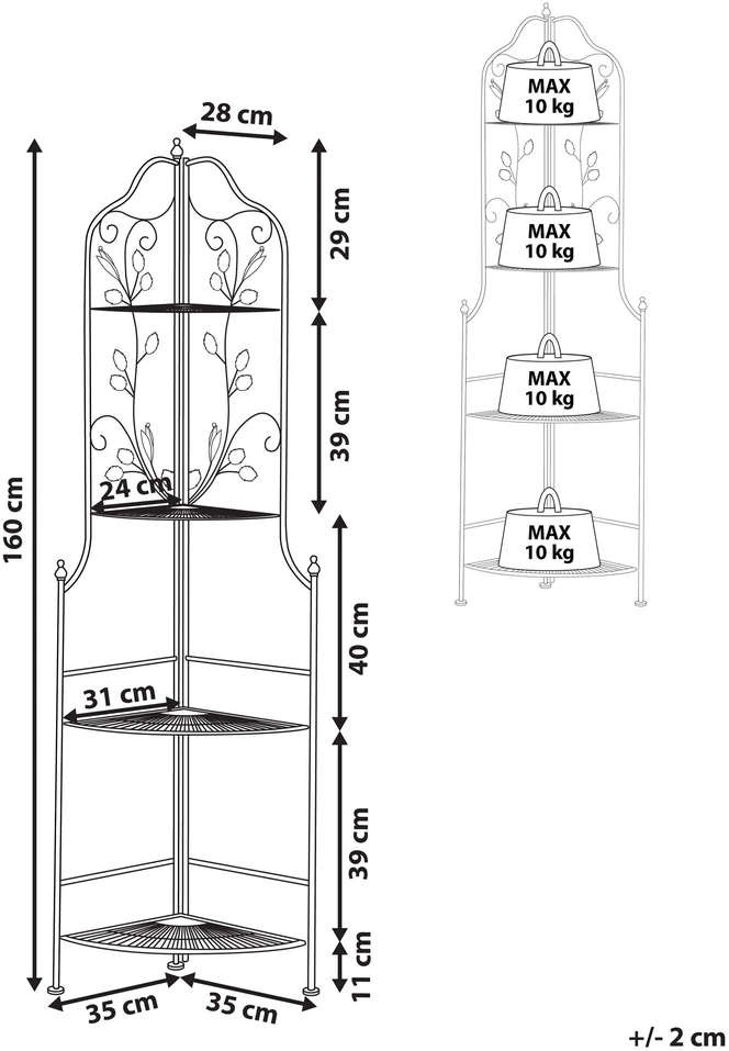 Beliani Kampinė lentyna SIDERNO Metal 158 cm 35 cm Juoda