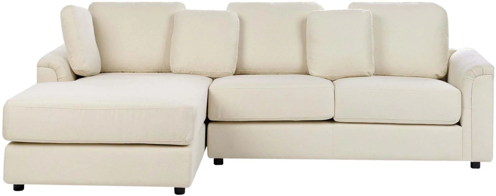 Beliani Kampinė sofa 4 asmenims KOHLO Šviesiai smėlio spalvos Dešininė