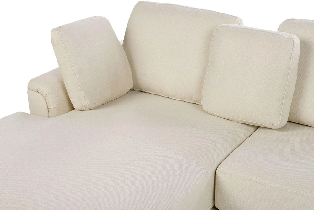 Beliani Kampinė sofa 4 asmenims KOHLO Šviesiai smėlio spalvos Dešininė