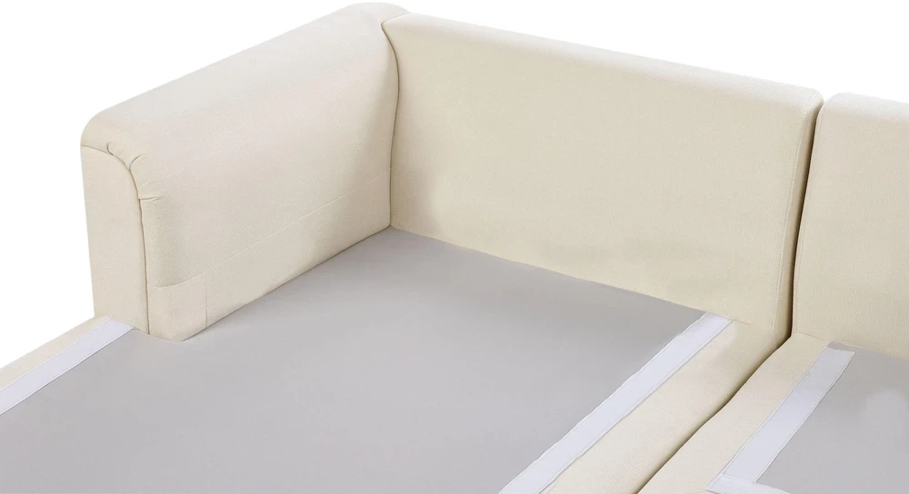 Beliani Kampinė sofa 4 asmenims KOHLO Šviesiai smėlio spalvos Dešininė