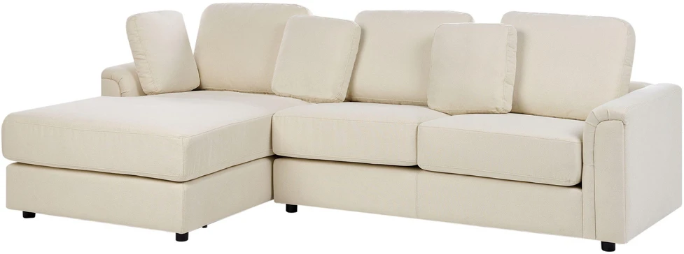 Beliani Kampinė sofa 4 asmenims KOHLO Šviesiai smėlio spalvos Dešininė