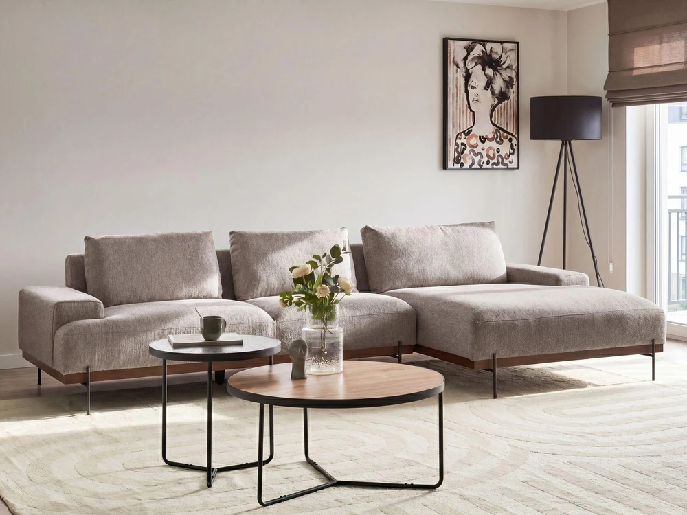 Beliani Kampinė sofa 4 asmenims MARIFERD šviesiai ruda kairinė