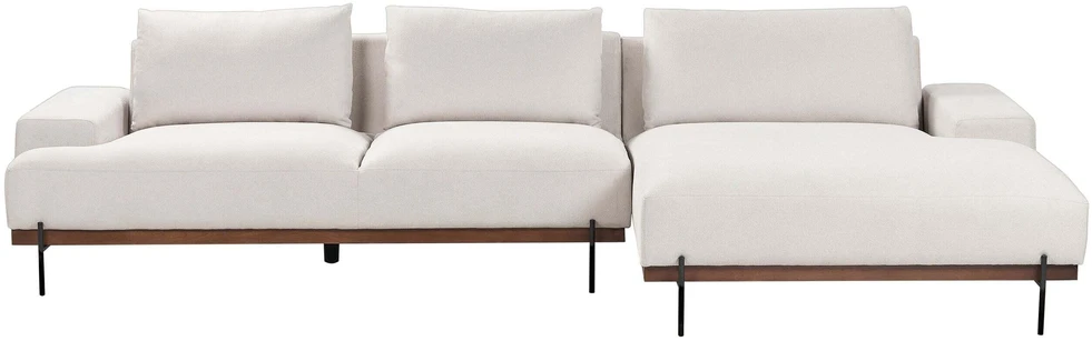 Beliani Kampinė sofa 4 asmenims MARIFERD šviesiai smėlio spalvos kairinė