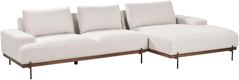 Beliani Kampinė sofa 4 asmenims MARIFERD šviesiai smėlio spalvos kairinė