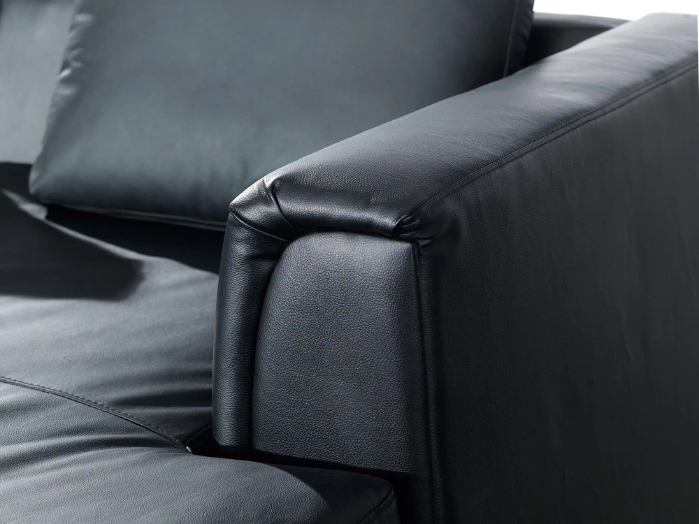 Beliani Kampinė sofa 4 asmenims OSLO, Natūrali oda, Juoda, Kairinė