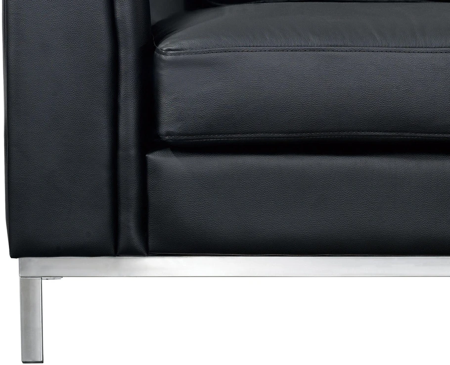 Beliani Kampinė sofa 4 asmenims OSLO, Natūrali oda, Juoda, Kairinė