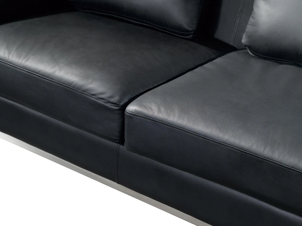 Beliani Kampinė sofa 4 asmenims OSLO, Natūrali oda, Juoda, Kairinė