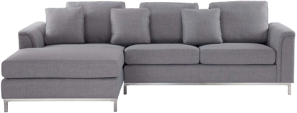 Beliani Kampinė sofa 4 asmenims OSLO šviesiai pilka, dešininė