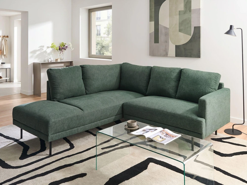 Beliani Kampinė sofa BREDA, tamsiai žalia, dešininė, 4 vietų