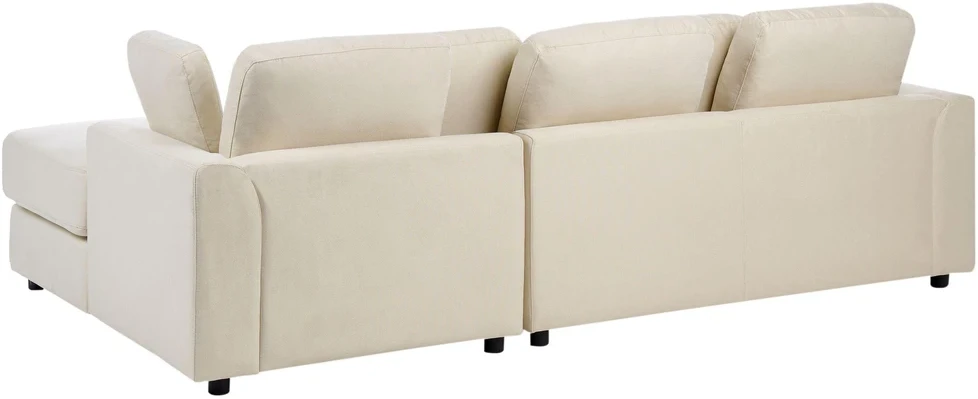 Beliani Kampinė sofa KOHLO 4 asmenims, šviesiai smėlio spalvos, su otomana, kairinė