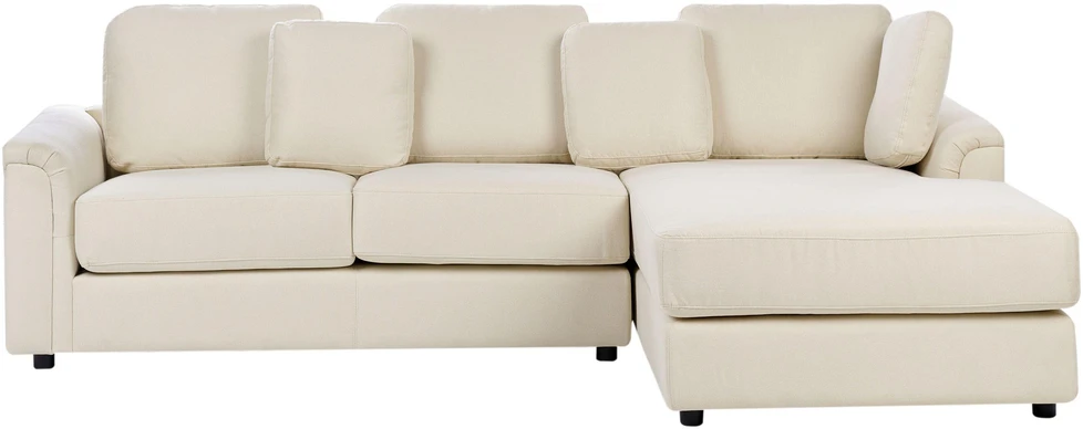 Beliani Kampinė sofa KOHLO 4 asmenims, šviesiai smėlio spalvos, su otomana, kairinė