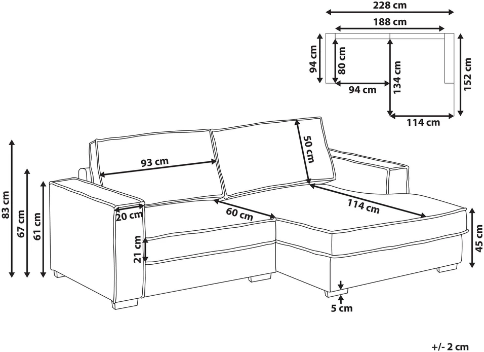 Beliani Kampinė sofa KOLDING Boucle šviesiai smėlio spalvos kairinė