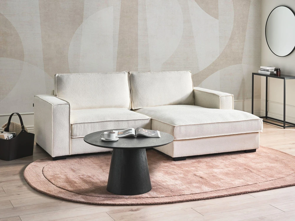 Beliani Kampinė sofa KOLDING Boucle šviesiai smėlio spalvos kairinė