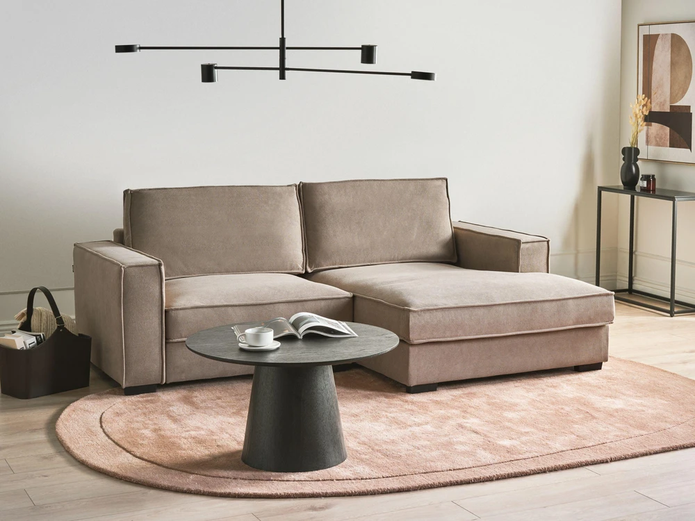 Beliani Kampinė sofa KOLDING smėlio ir pilkos spalvos, kairinė