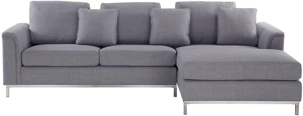 Beliani Kampinė sofa OSLO 4 asmenų, šviesiai pilka, kairinė