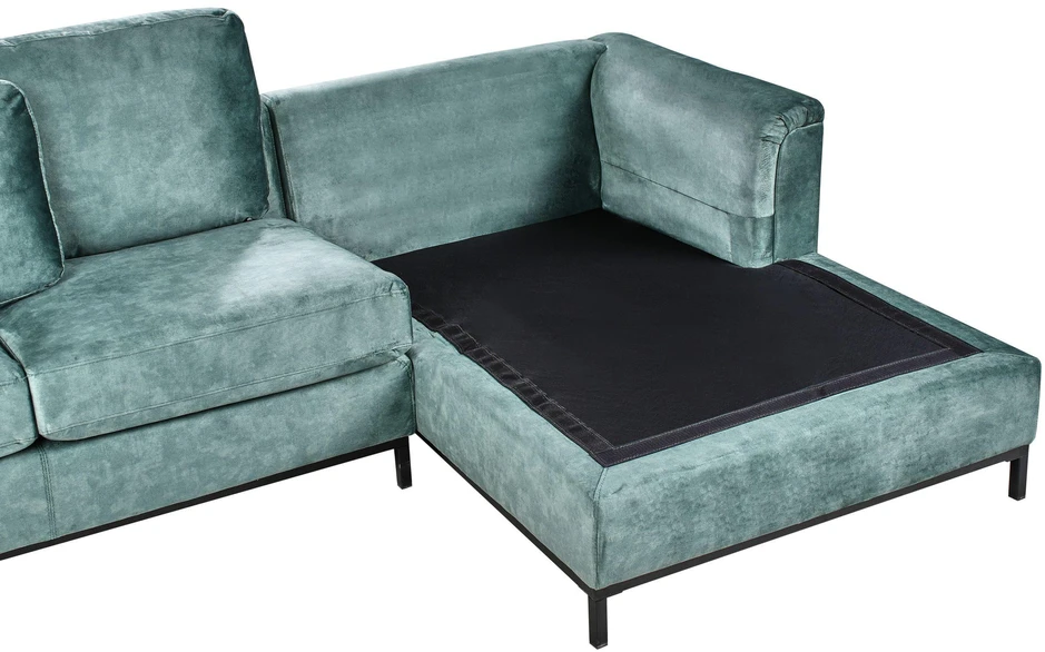 Beliani Kampinė sofa OSLO, 4 vietų, veliūrinė, lazūros mėlyna, kairinė