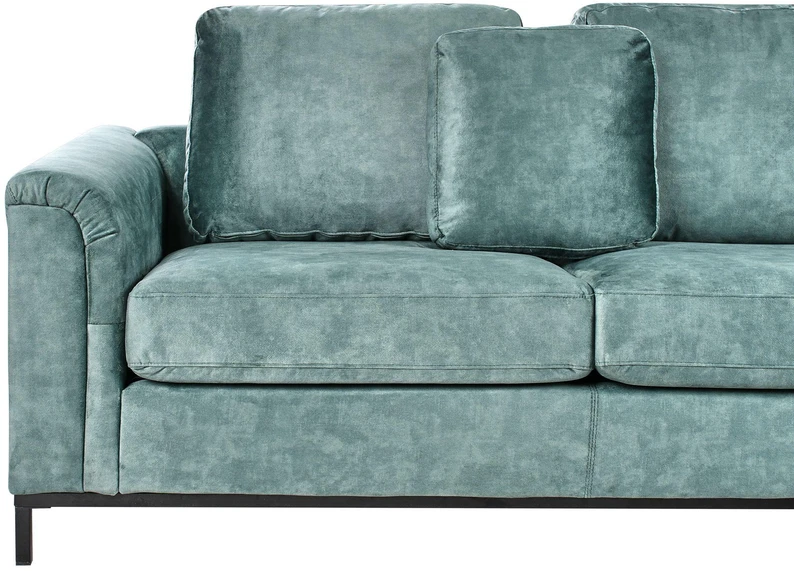 Beliani Kampinė sofa OSLO, 4 vietų, veliūrinė, lazūros mėlyna, kairinė