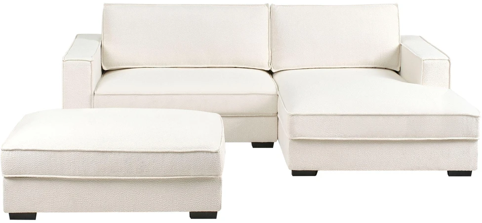 Beliani Kampinė sofa RENDERS, boucle audinys, kreminė spalva, su otomane, kairinė