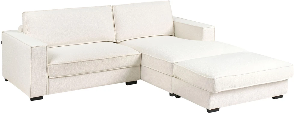Beliani Kampinė sofa RENDERS, boucle audinys, kreminė spalva, su otomane, kairinė