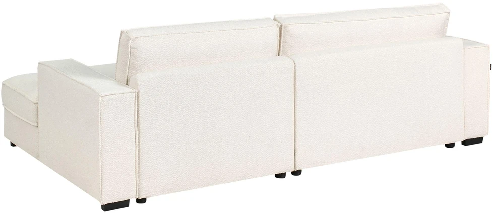 Beliani Kampinė sofa RENDERS, boucle audinys, kreminė spalva, su otomane, kairinė