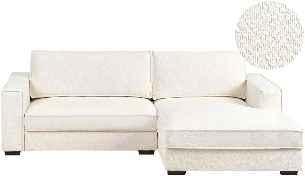 Beliani Kampinė sofa RENDERS Boucle kreminės spalvos kairinė
