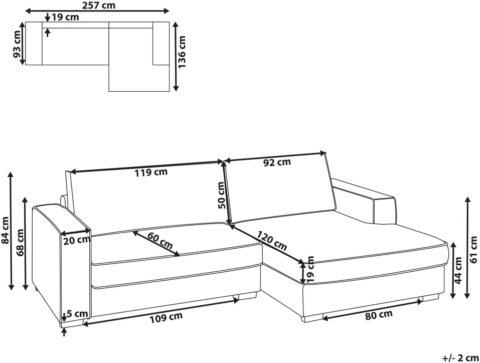 Beliani Kampinė sofa RENDERS Boucle kreminės spalvos kairinė