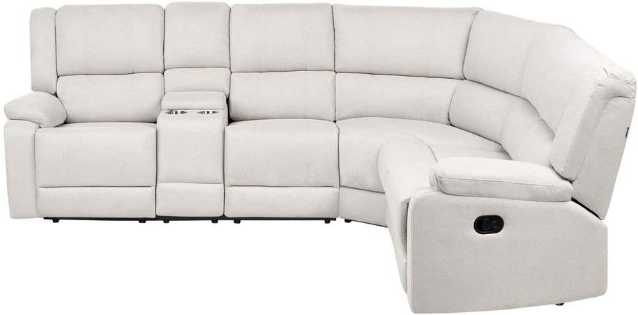 Beliani Kampinė sofa ROKKE su rankine relaksacijos funkcija, 5 vietos, šviesi smėlio spalva, kairinė