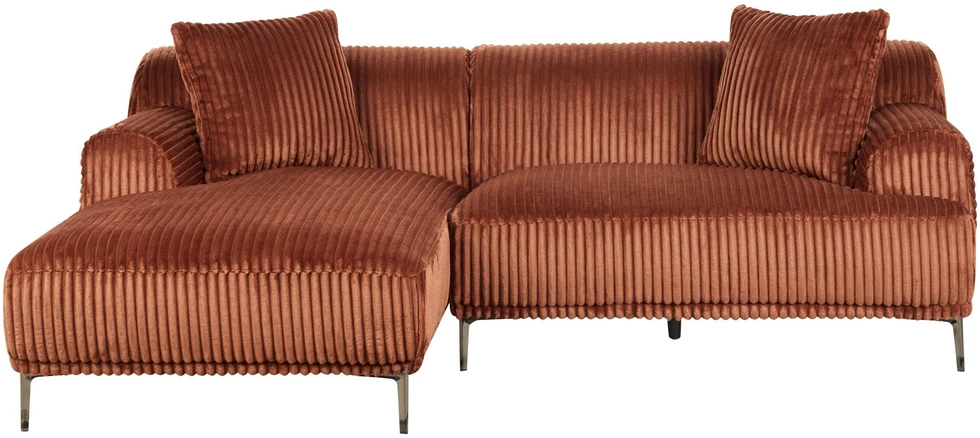 Beliani Kampinė sofa STENUM, velvetas, ruda, dešininė