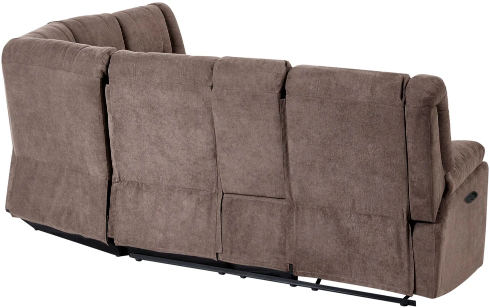 Beliani Kampinė sofa su rankine relaksacijos funkcija 5 asmenims ROKKE smėlio pilkumo spalvos, kairinė