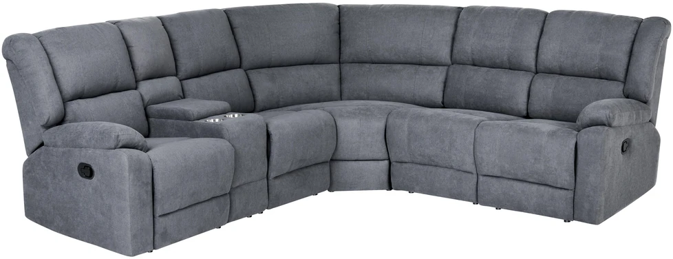 Beliani Kampinė sofa su rankine relaksacijos funkcija 5 asmenims ROKKE pilka, kairinė