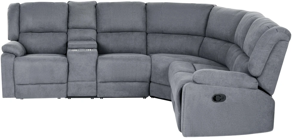 Beliani Kampinė sofa su rankine relaksacijos funkcija 5 asmenims ROKKE pilka, kairinė