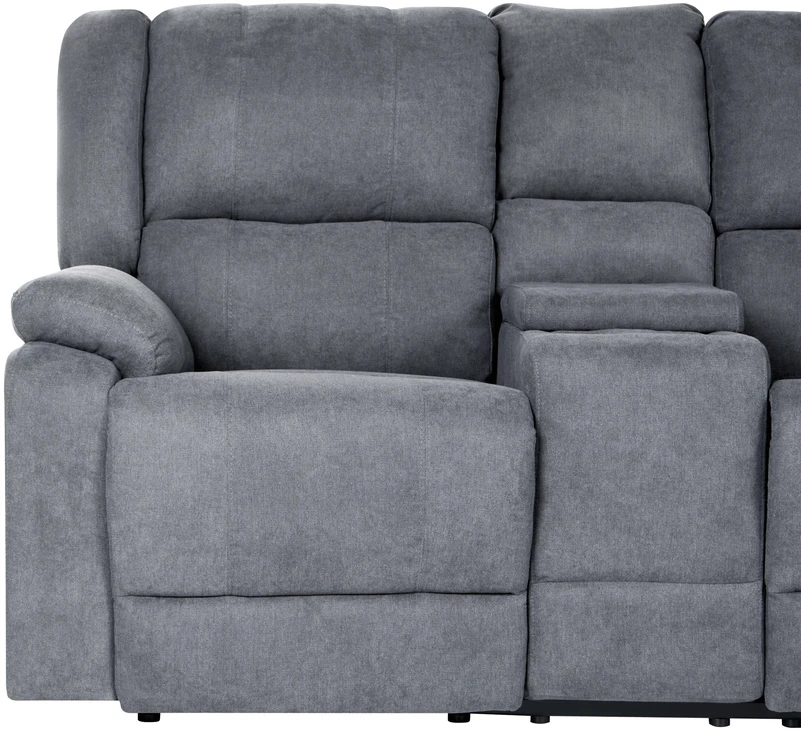 Beliani Kampinė sofa su rankine relaksacijos funkcija 5 asmenims ROKKE pilka, kairinė