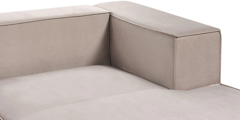 Beliani Kampinė sofa VERNON, trijų vietų, veliūrinė, smėlio-pilkšva, kairė pusė