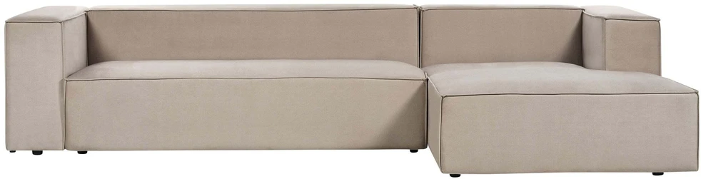 Beliani Kampinė sofa VERNON, trijų vietų, veliūrinė, smėlio-pilkšva, kairė pusė