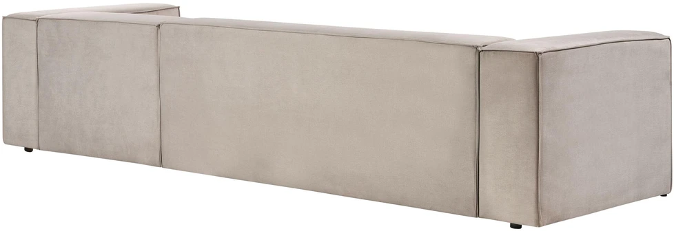 Beliani Kampinė sofa VERNON, trijų vietų, veliūrinė, smėlio-pilkšva, kairė pusė