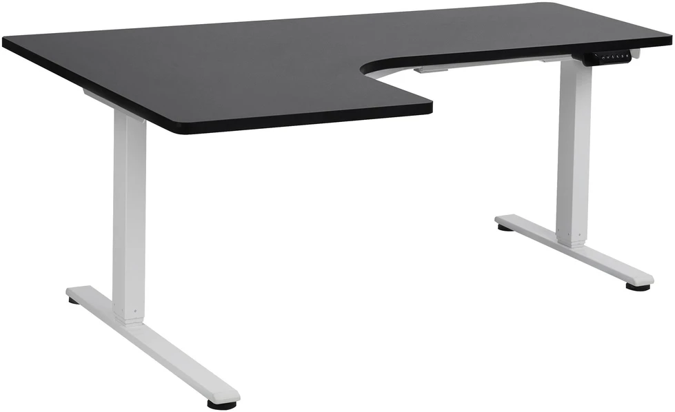 Beliani Kampinis elektra reguliuojamas stalas DESTINES juodas/baltas 160 cm 109 cm kairinis