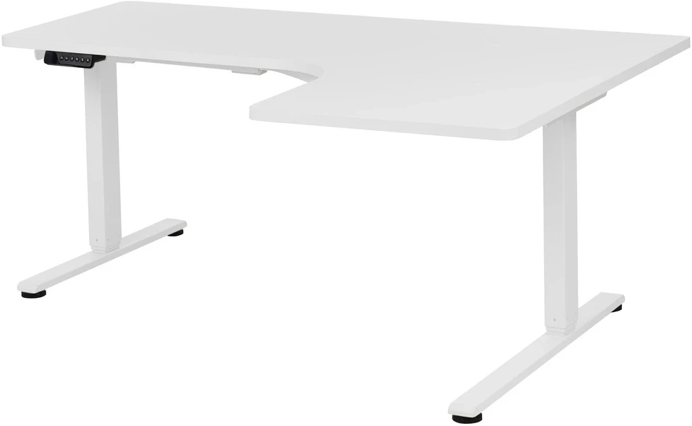 Beliani Kampinis elektra reguliuojamas stalas DESTINES, baltas, 160 cm 109 cm, dešininis
