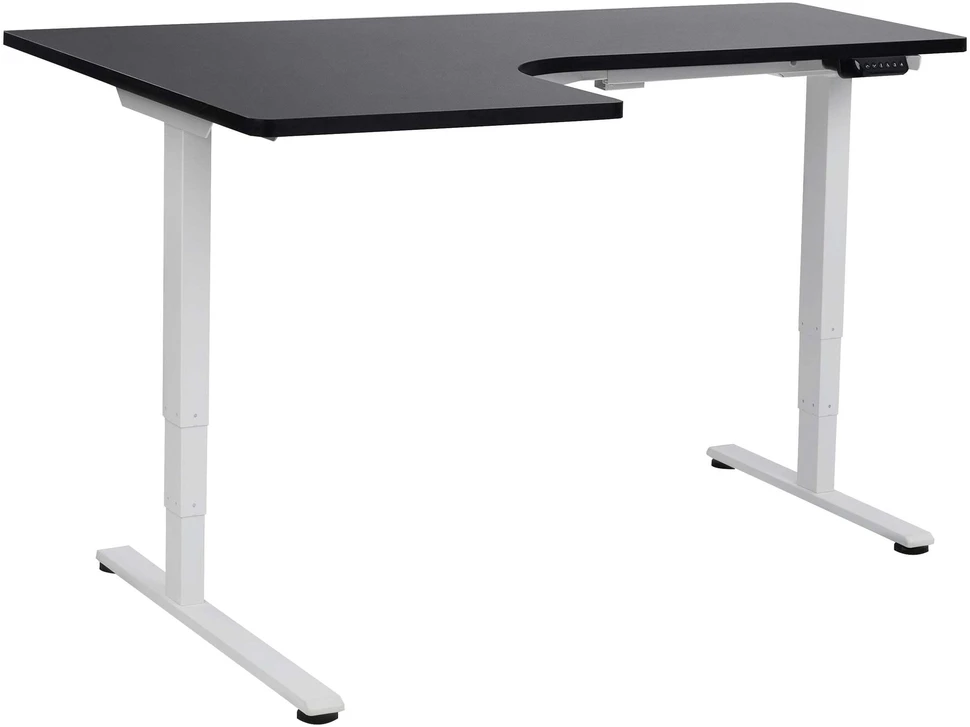 Beliani Kampinis elektra reguliuojamas stalas DESTINES juodas/baltas 160 cm 109 cm kairinis