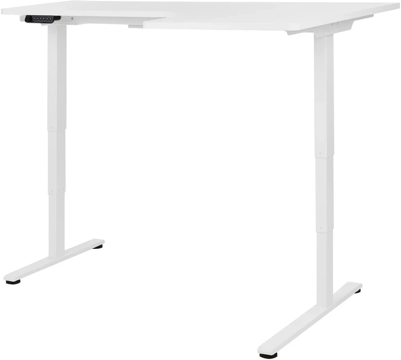 Beliani Kampinis elektra reguliuojamas stalas DESTINES, baltas, 160 cm 109 cm, dešininis