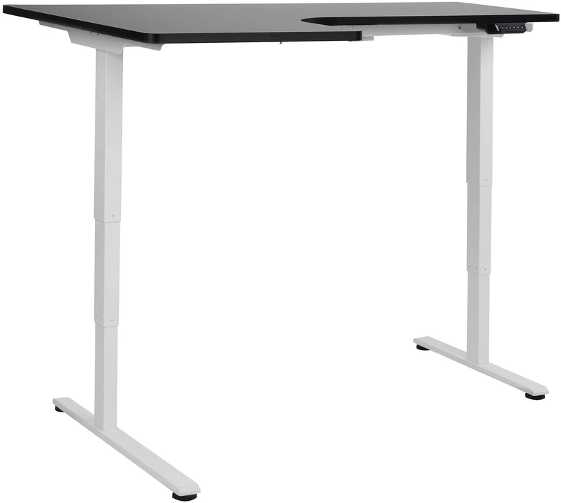 Beliani Kampinis elektra reguliuojamas stalas DESTINES juodas/baltas 160 cm 109 cm kairinis