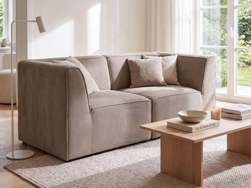 Sofa Beliani Kampinis modulis LEMVIG smėlio spalvos kordas