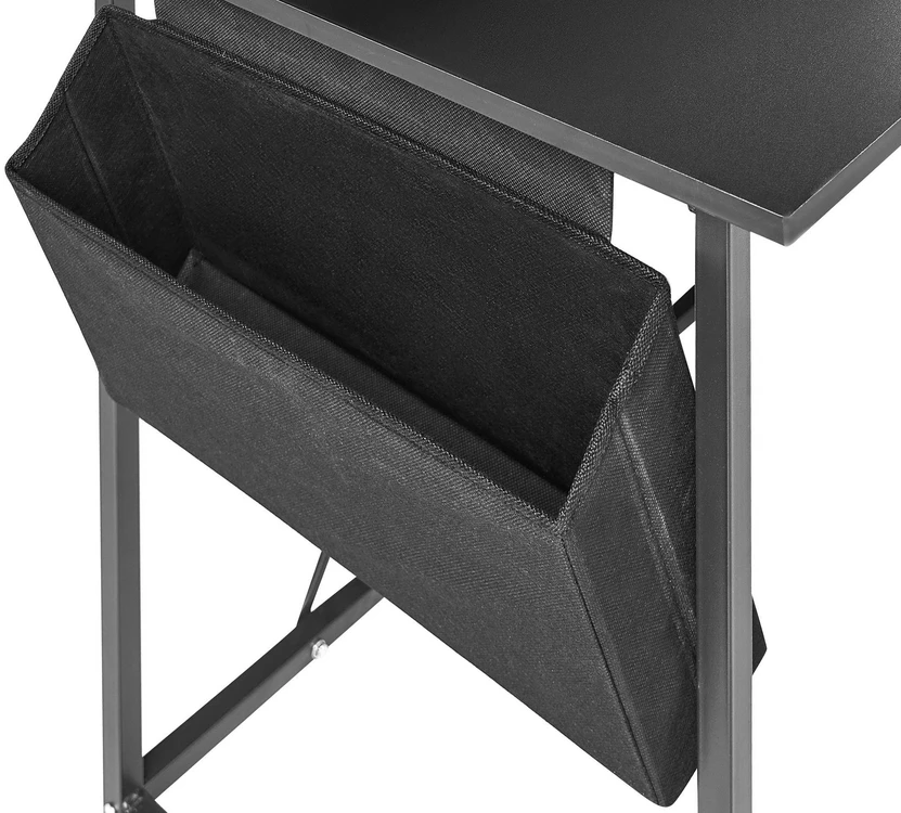 Beliani Kampinis rašomasis stalas TACONY, juodas, 180 cm x 140 cm, su lentyna