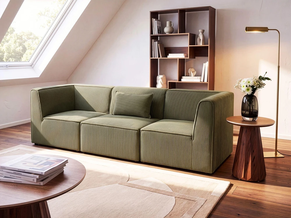 Sofa Beliani Kampuotas modulis LEMVIG kairinis, žalias, velvetas