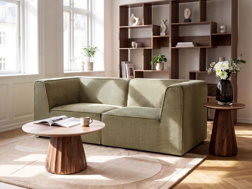 Sofa Beliani Kampuotas modulis LEMVIG kairinis, žalias, velvetas