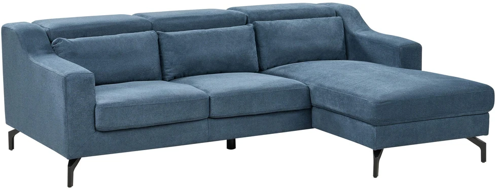 Beliani Keturvietė kampinė sofa GLOSLI tamsiai mėlyna, kairinė