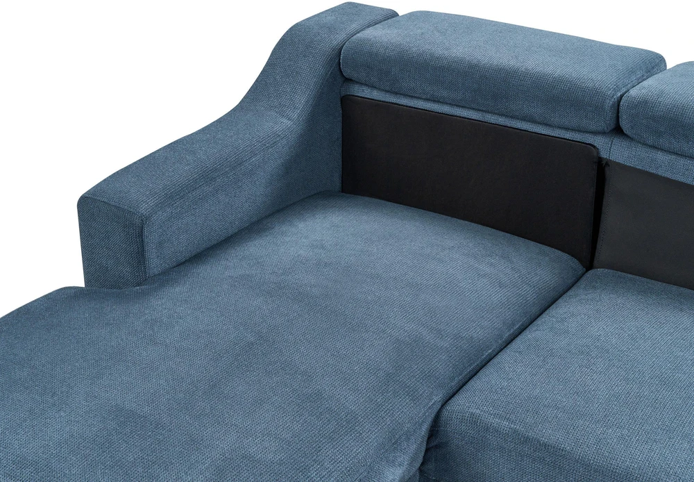 Beliani Keturvietė kampinė sofa GLOSLI tamsiai mėlyna, kairinė