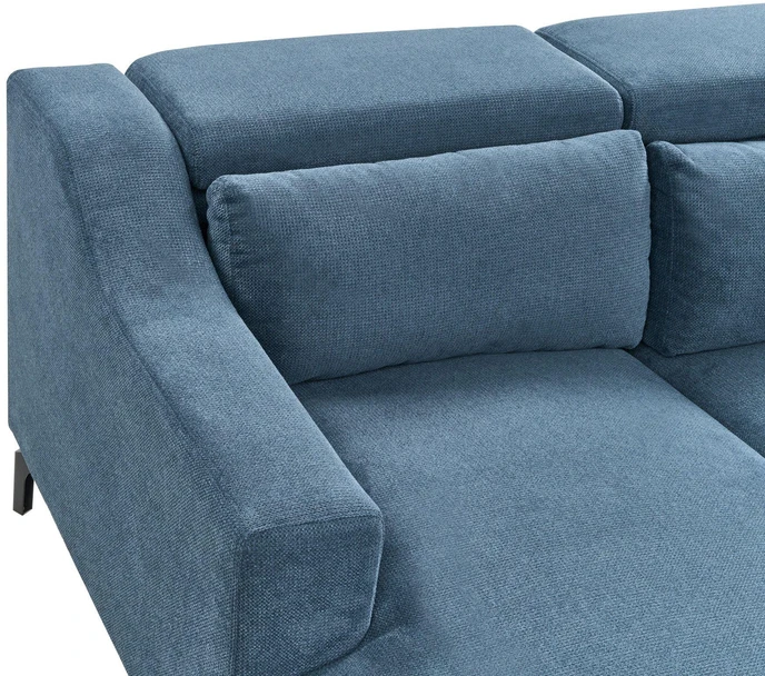 Beliani Keturvietė kampinė sofa GLOSLI tamsiai mėlyna, kairinė