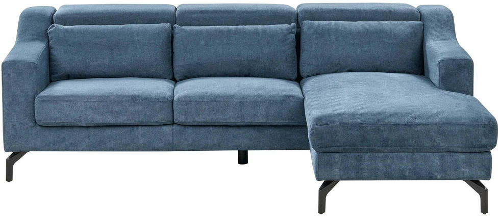 Beliani Keturvietė kampinė sofa GLOSLI tamsiai mėlyna, kairinė